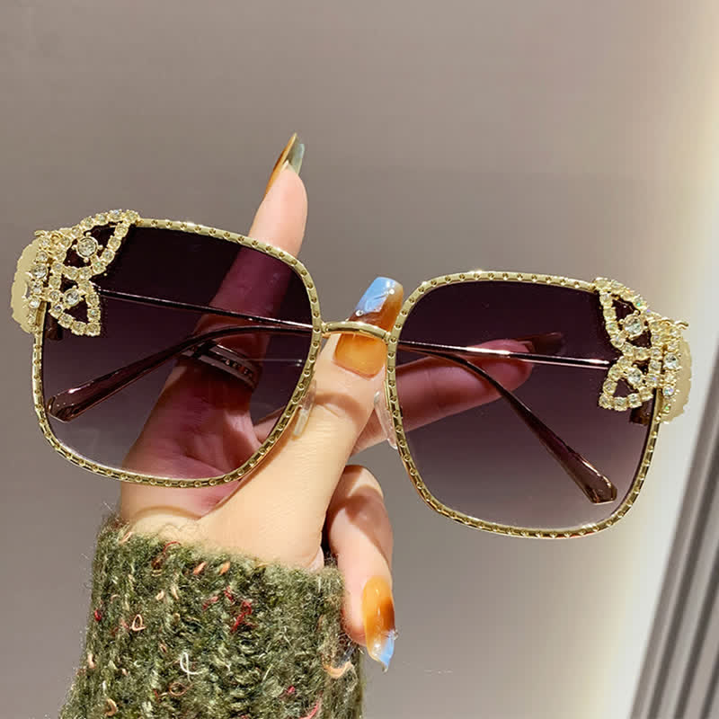 Spykay™ SG60849 Square Frame Butterfly Decor Oversized Sunglasses