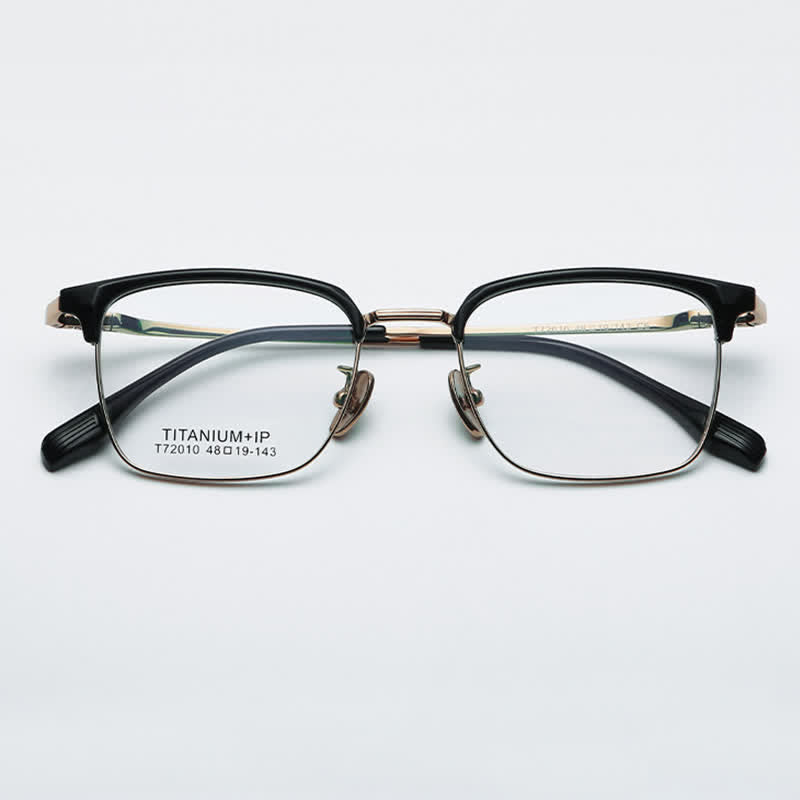 Spykay™ EG26735 Square Titanium Frame Anti-blue Light Browline Glasses