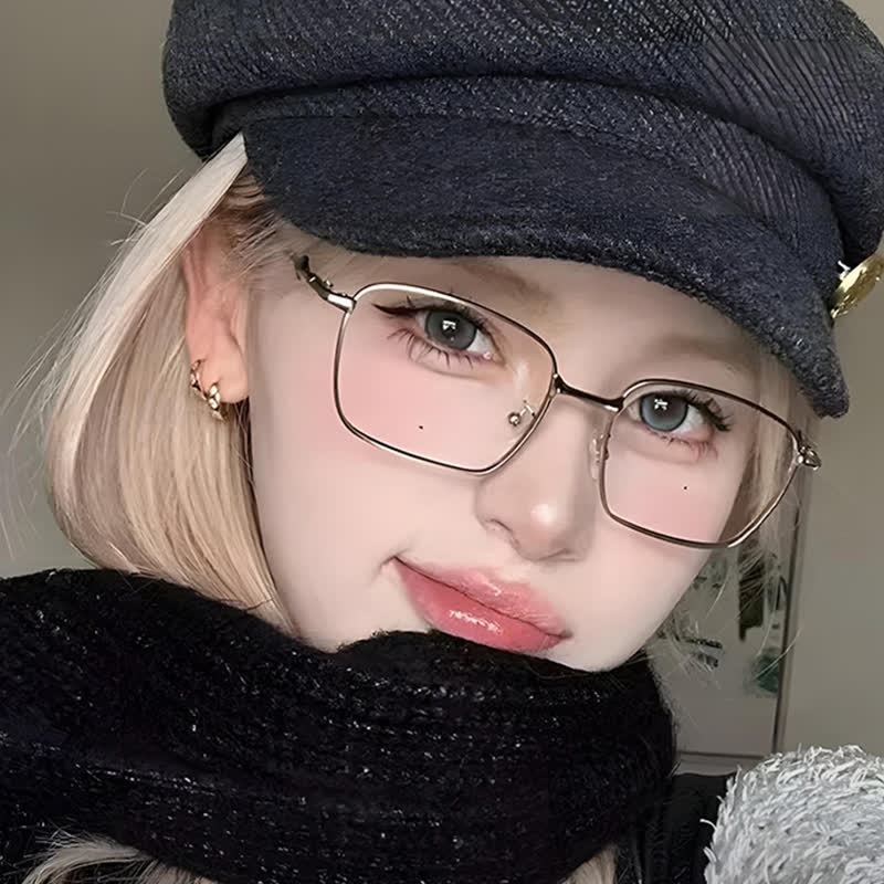 Spykay™ EG26716 Hipster Titanium Square Frame Anti-blue Light Glasses