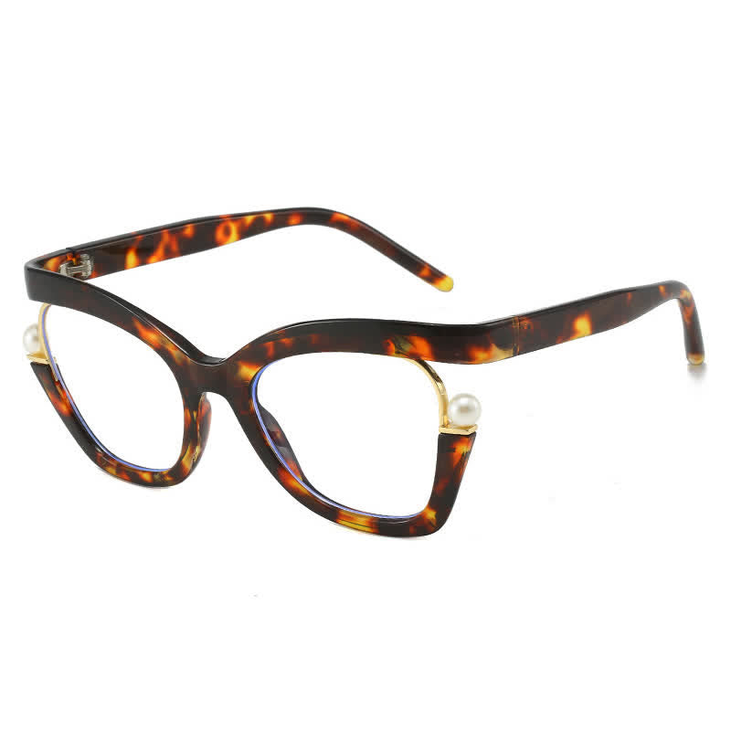 Spykay™ EG26758 Anti-blue Light Pearl Decor Irregular Oversized Eyeglasses