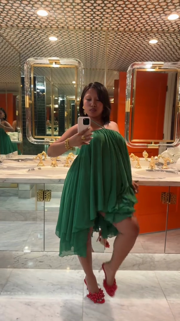 Emerald Green Asymmetric Dress