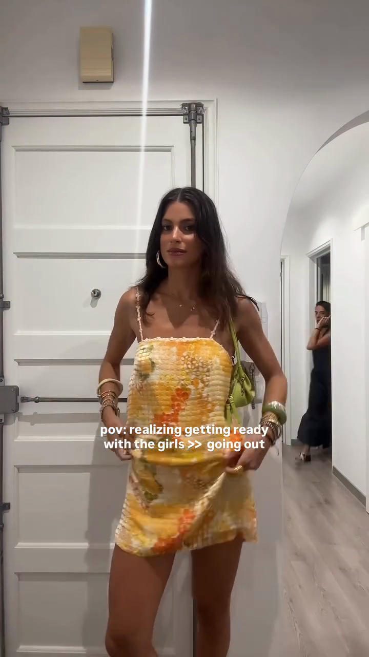 Yellow Floral Print Strappy Mini Dress