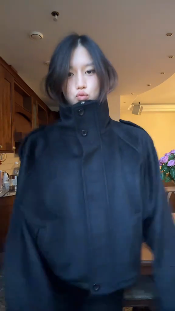 Black High - Collar Button - Up Coat
