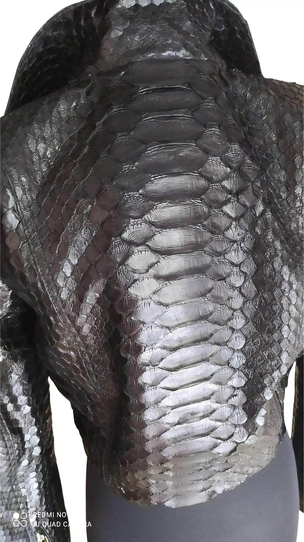 Black Python Snakeskin Leather Jacket for Women