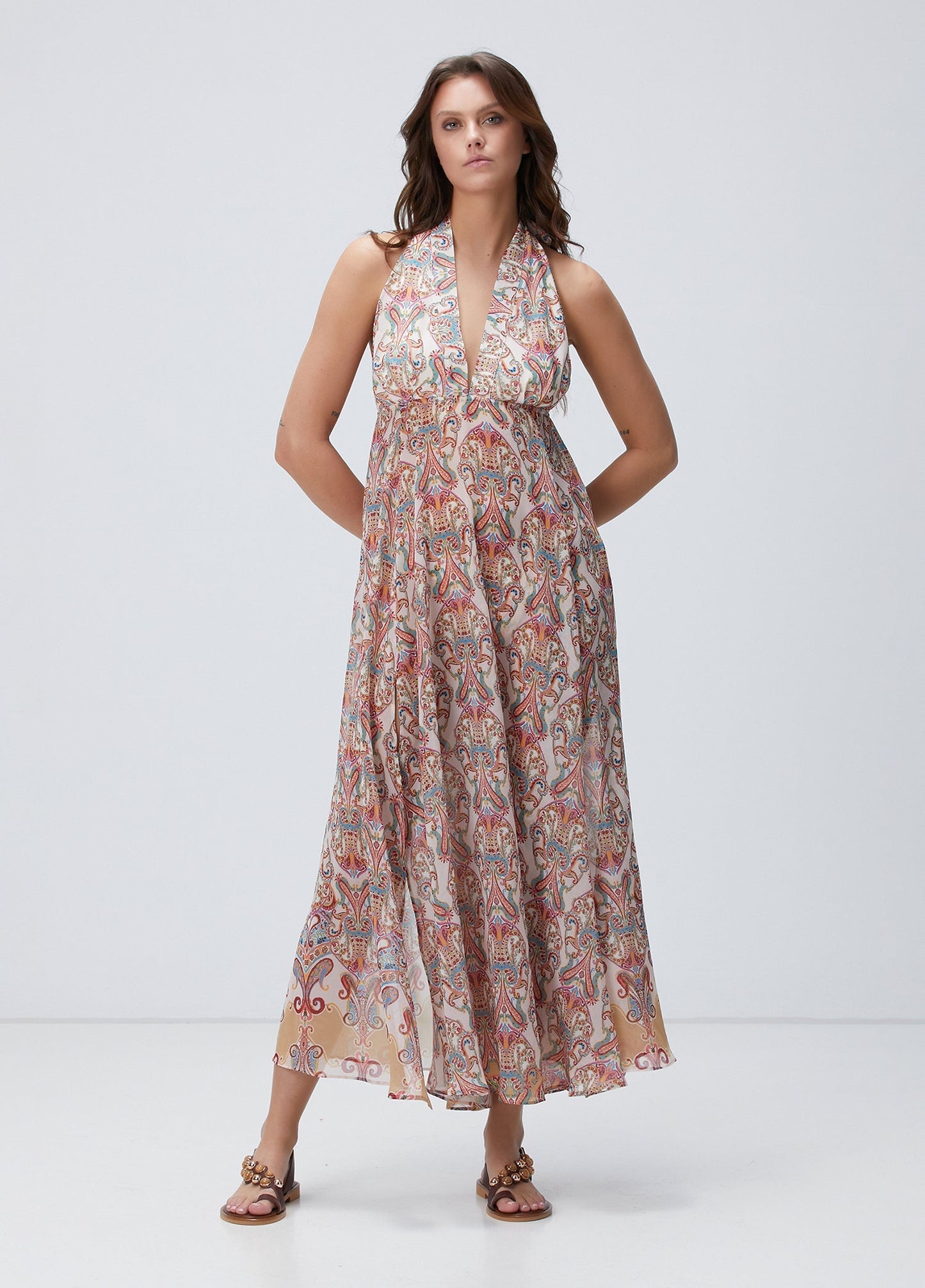 Printed Halter Neck Maxi Dress