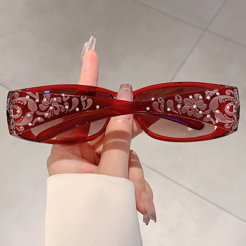 Spykay™ SG60871 Trendy Oval Frame Laser Pattern Rhinestones Decor Sunglasses