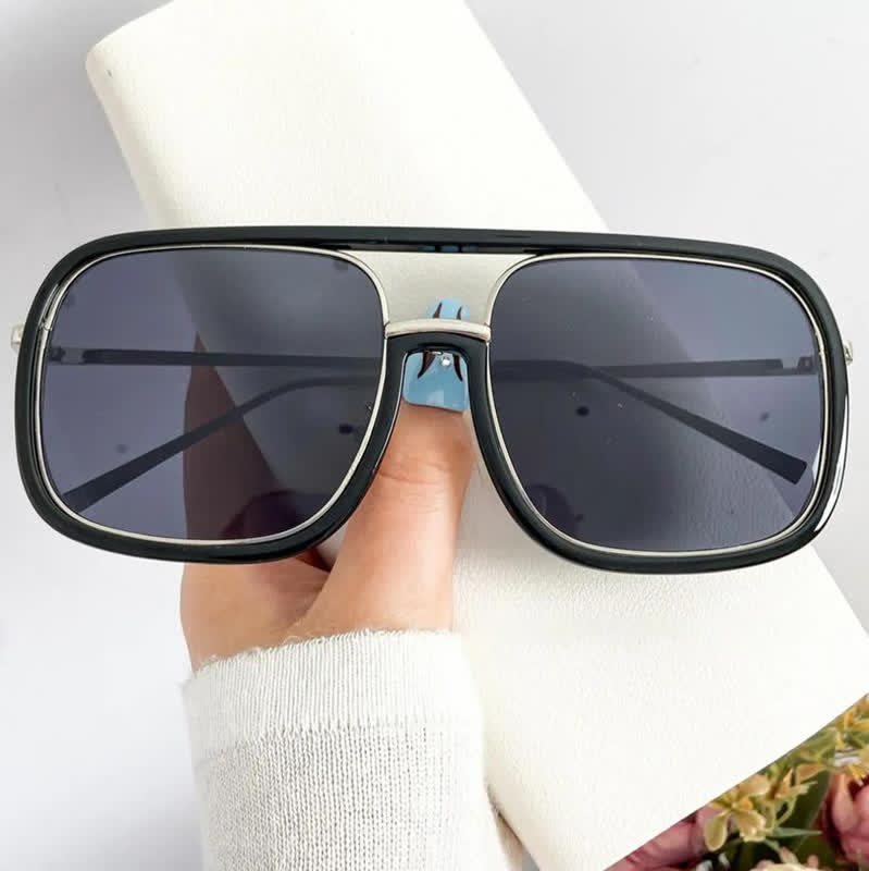 Spykay™ SG60732 Tortoise Pattern Flat Top Square Frame Double Bridges Sunglasses