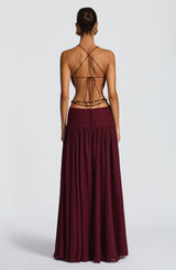 Halter V - neck Chiffon Maxi Dress