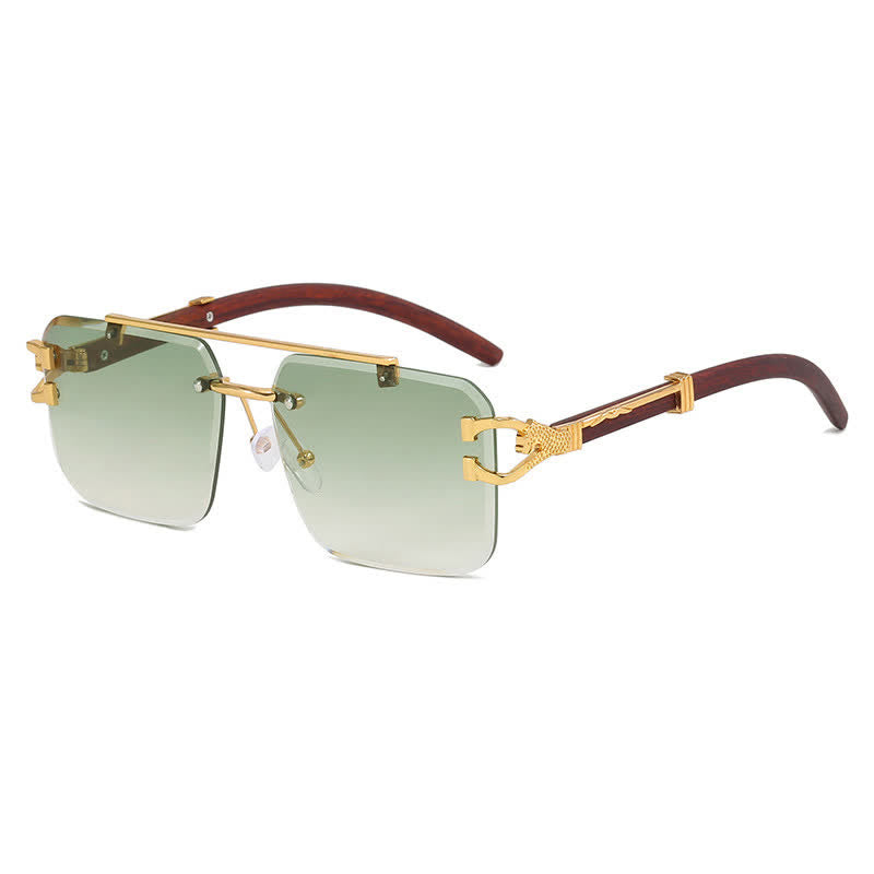 Spykay™ SG60910 Square Frame Leopard Temples Rimless Sunglasses