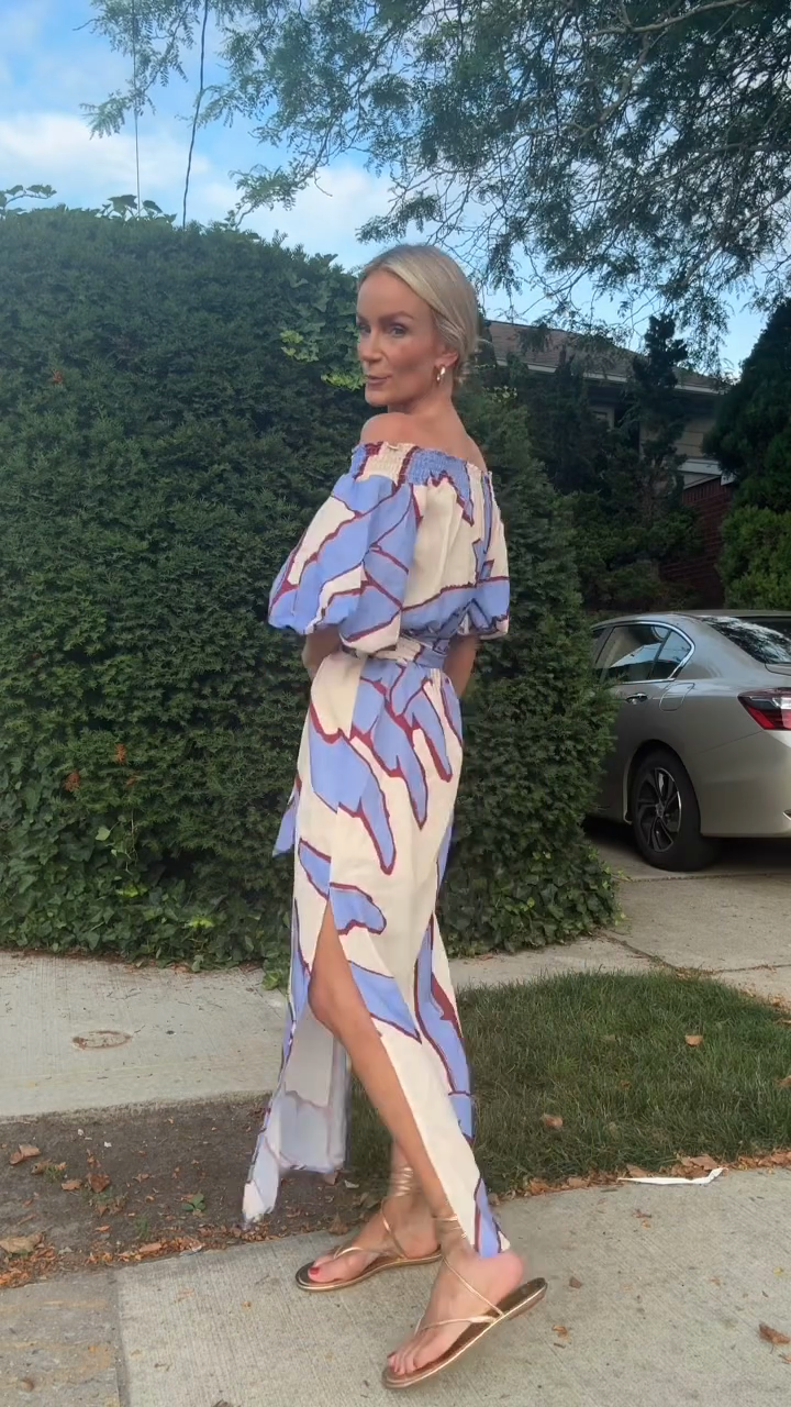 Off - the - Shoulder Printed Maxi Dress