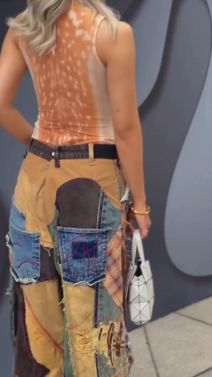 Patchwork Wide - Leg Pants