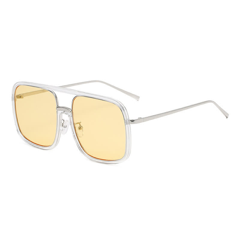 Spykay™ SG60732 Tortoise Pattern Flat Top Square Frame Double Bridges Sunglasses