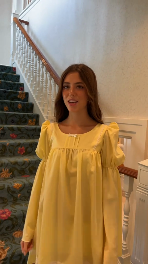 Yellow Bell Sleeve Baby Doll Dress