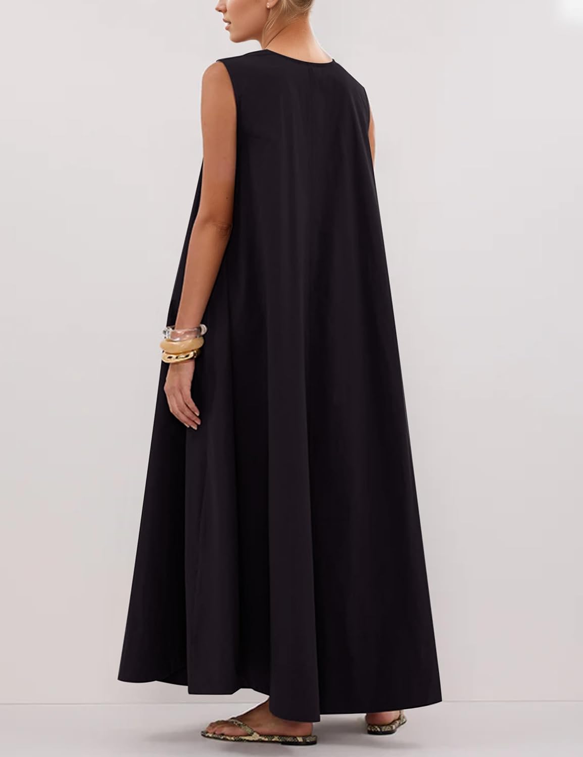 Sleeveless V - Neck Maxi Dress