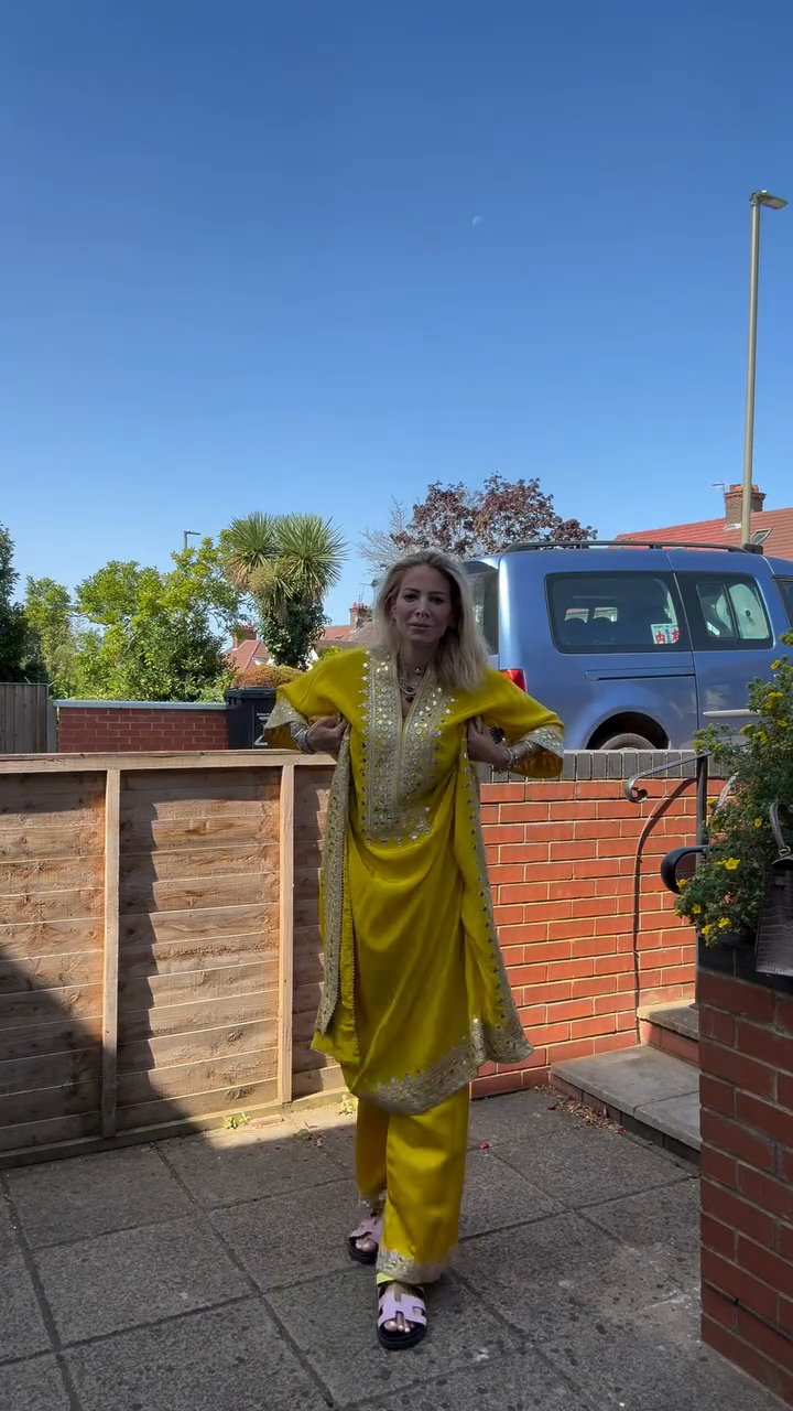 Yellow Embroidered Kaftan Maxi Dress