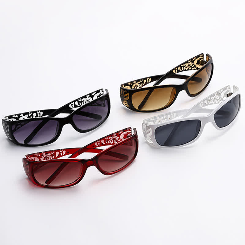 Spykay™ SG60871 Trendy Oval Frame Laser Pattern Rhinestones Decor Sunglasses