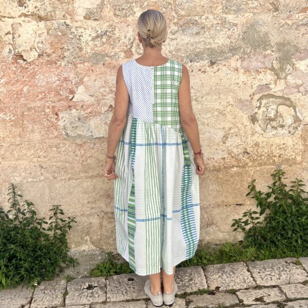 Patchwork Plaid Midi Dress