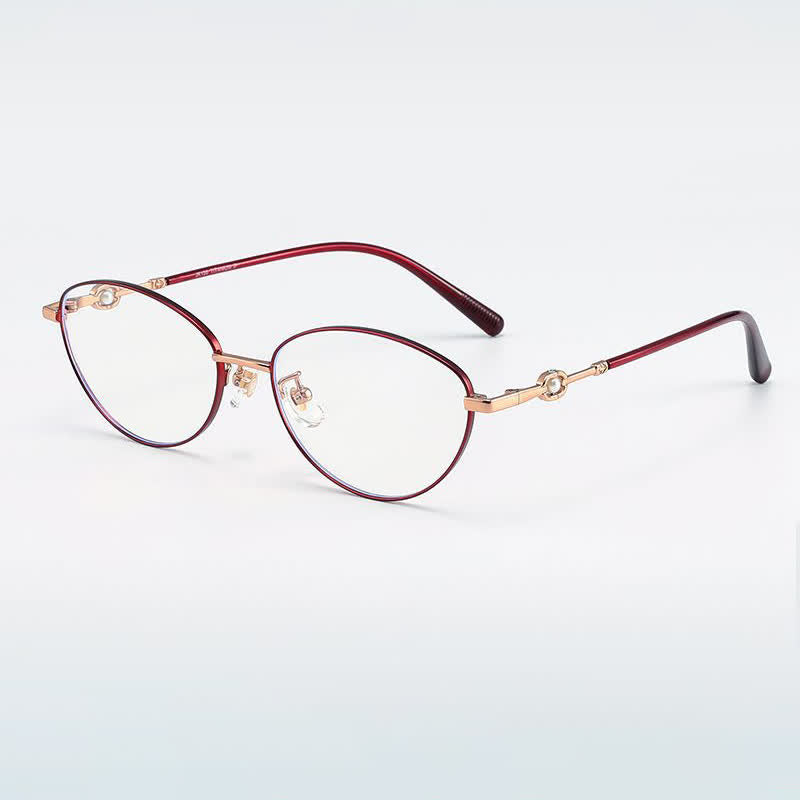 Spykay™ EG26731 Fashion Lightweight Oval Titanium Frame Anti-blue Light Pearl Decor Glasses