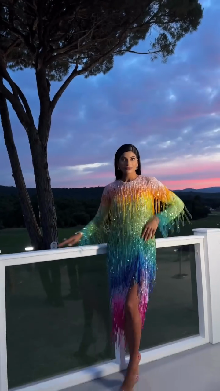 Rainbow Fringe Sequin Dress