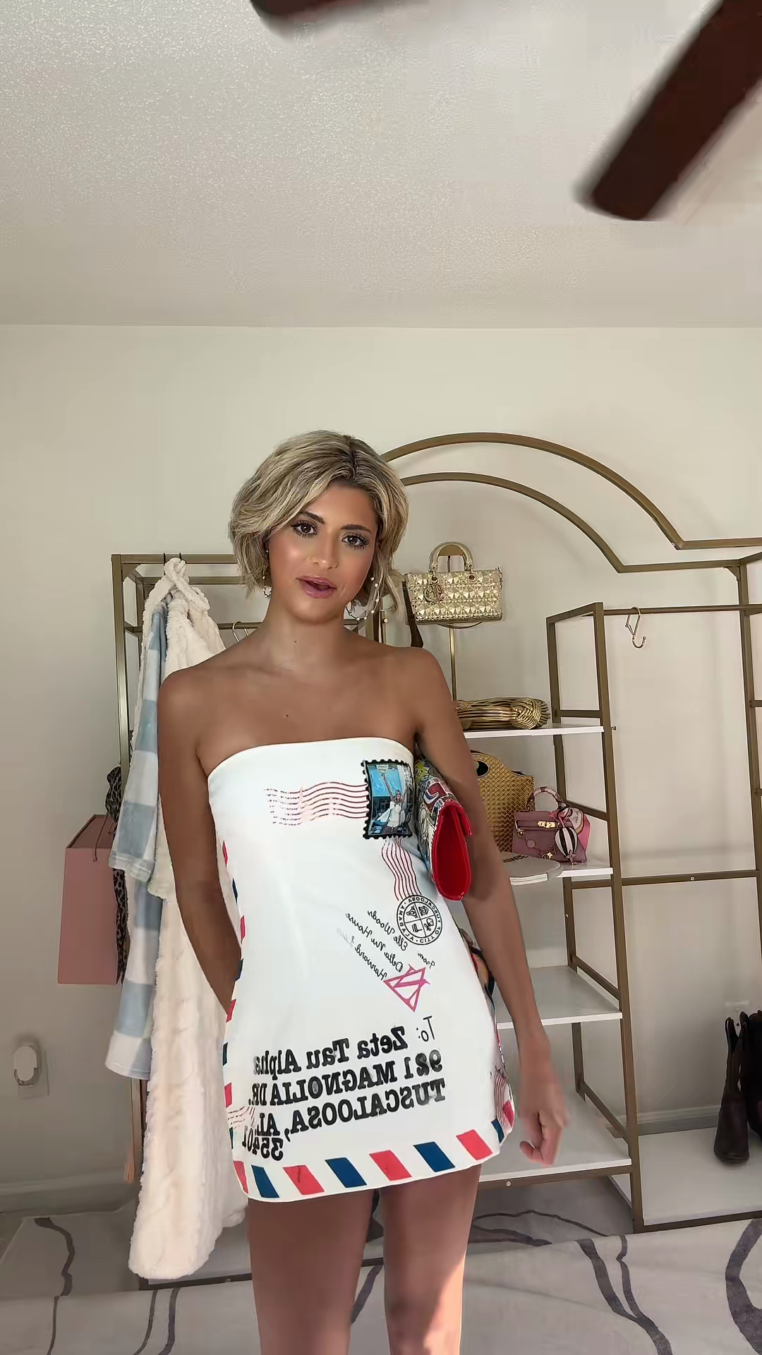 Postal - Themed Strapless Mini Dress