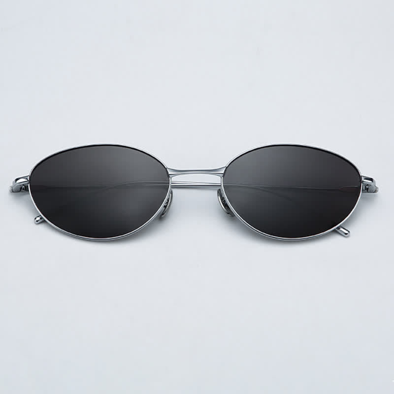 Spykay™ SG60770 Titanium Oval Frame Polarized Lightweight Sunglasses with Nylon Lenses
