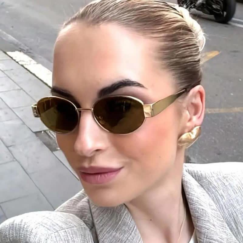 Spykay™ SG60707 Oval Frames Metal Temples Retro-Vinatge Sunglasses