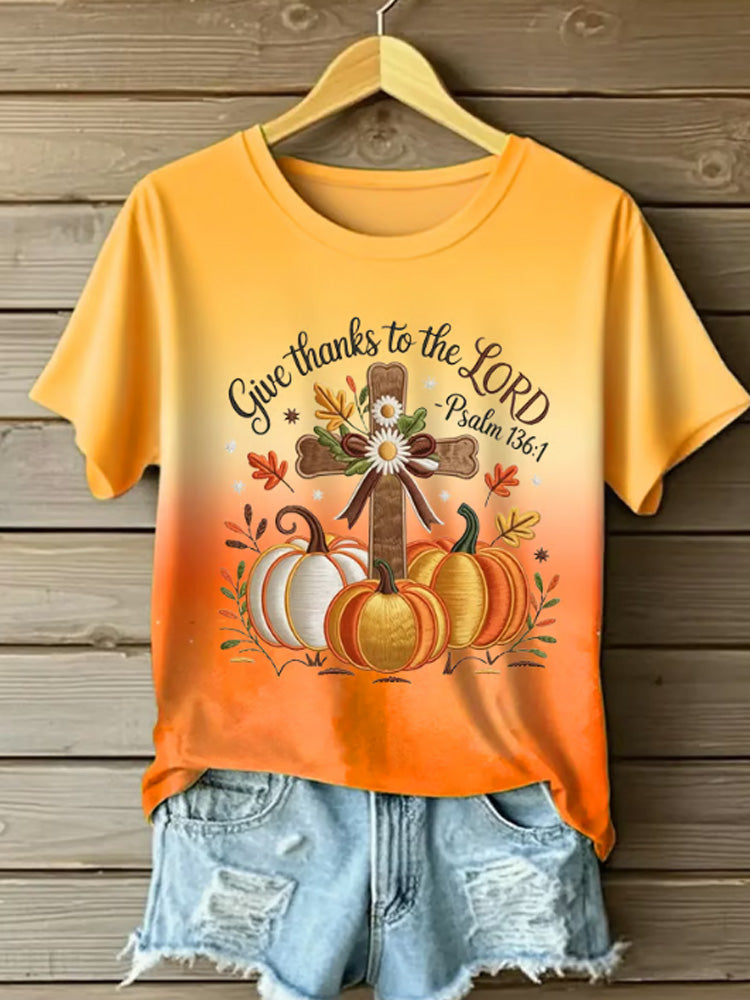 Women's Casual Autumn Pumpkin Print T-shirt