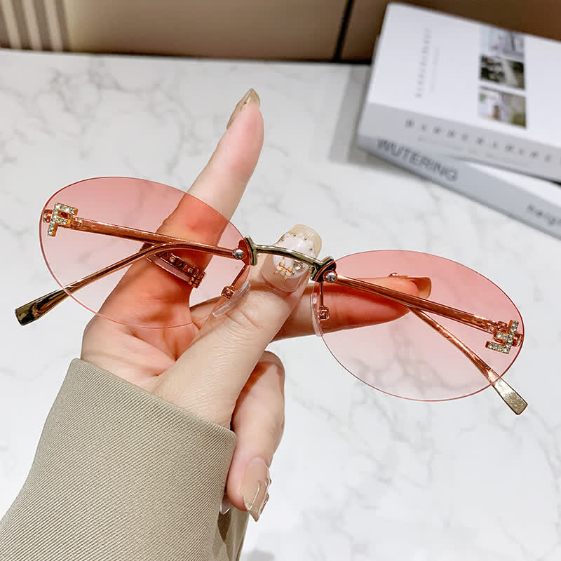 Spykay™ SG60701 'F' Design Oval Frames Rimless Sunglasses