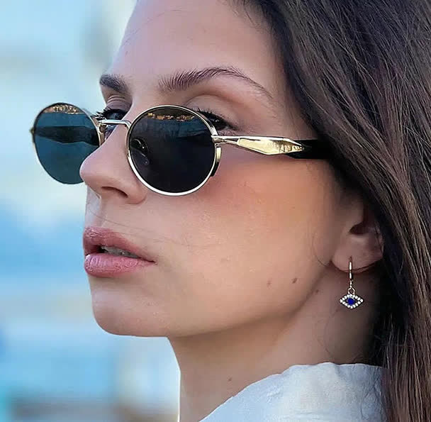 Spykay™ SG60714 Retro-Vintage Round Frame Metal Temples Sunglasses