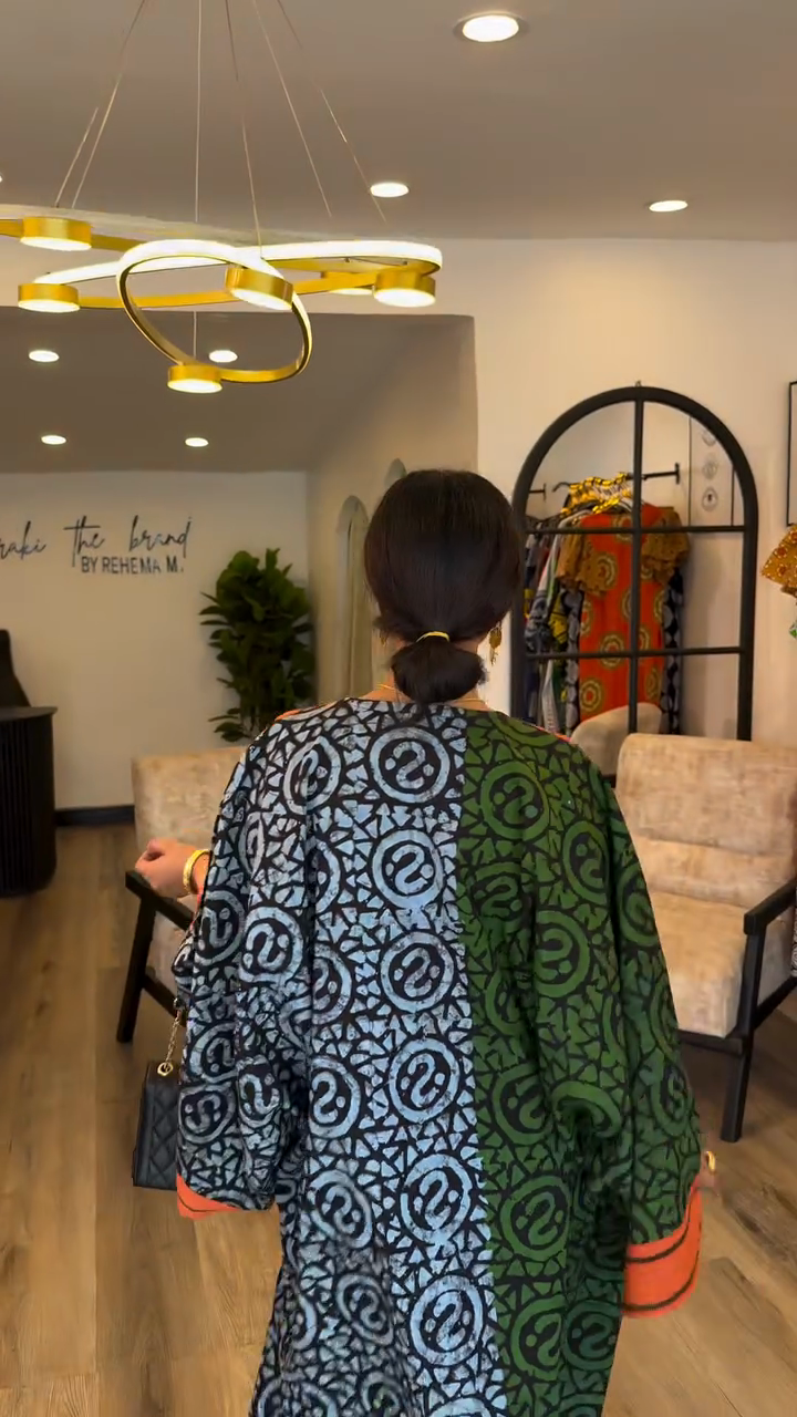 Printed Color - Block Kaftan Dress