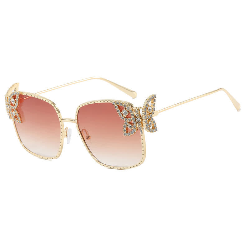 Spykay™ SG60849 Square Frame Butterfly Decor Oversized Sunglasses
