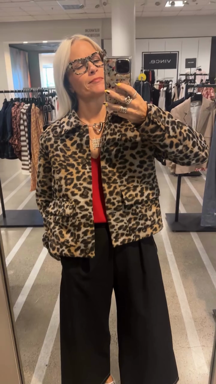 Leopard - Print Denim Jacket