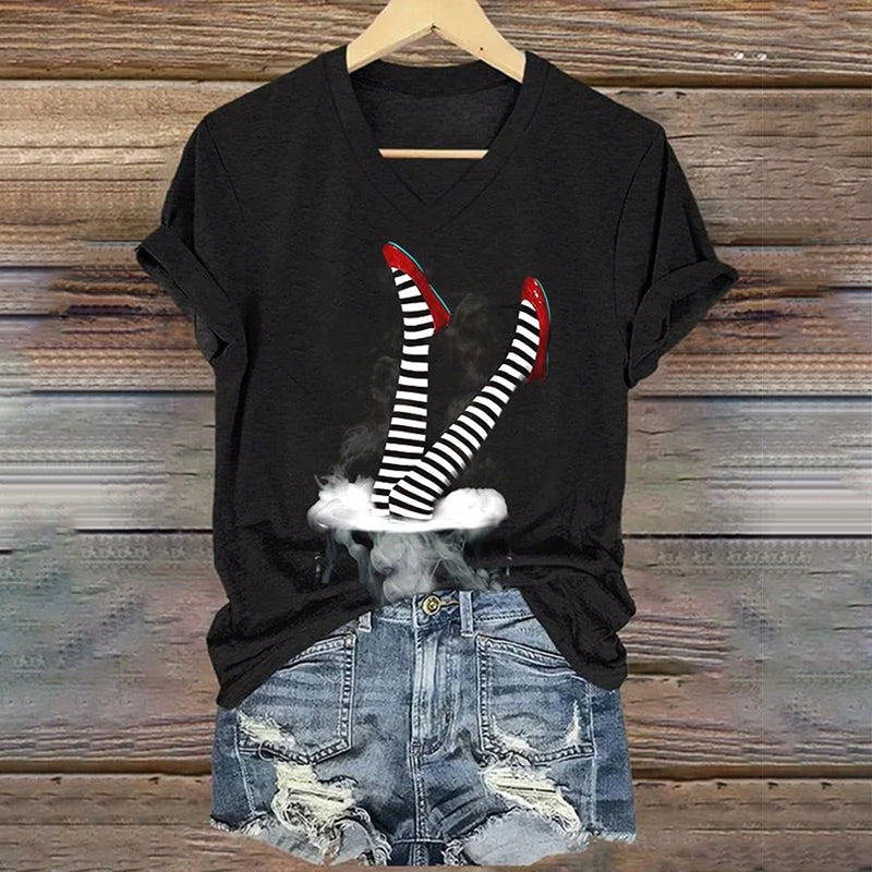Classic Ruby Red Shoes Painting V-Neck T-Shirt