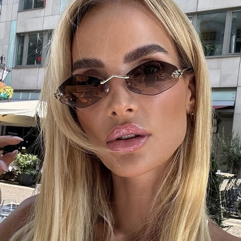 Spykay™ SG60684 Rhombus Frame Rimless Sunglasses