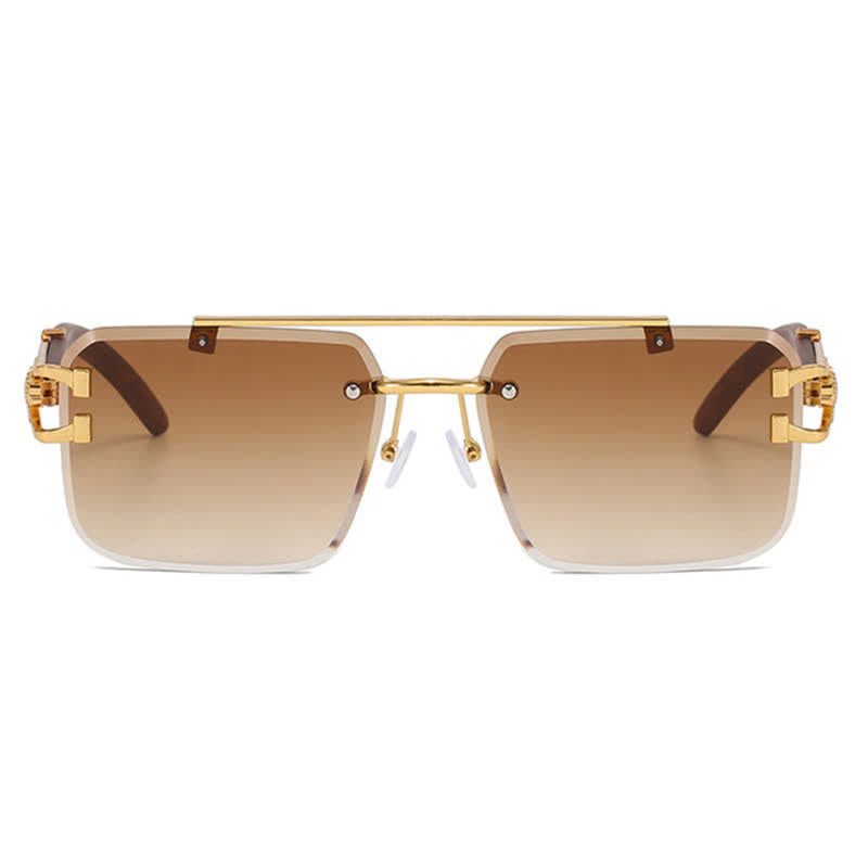 Spykay™ SG60910 Square Frame Leopard Temples Rimless Sunglasses