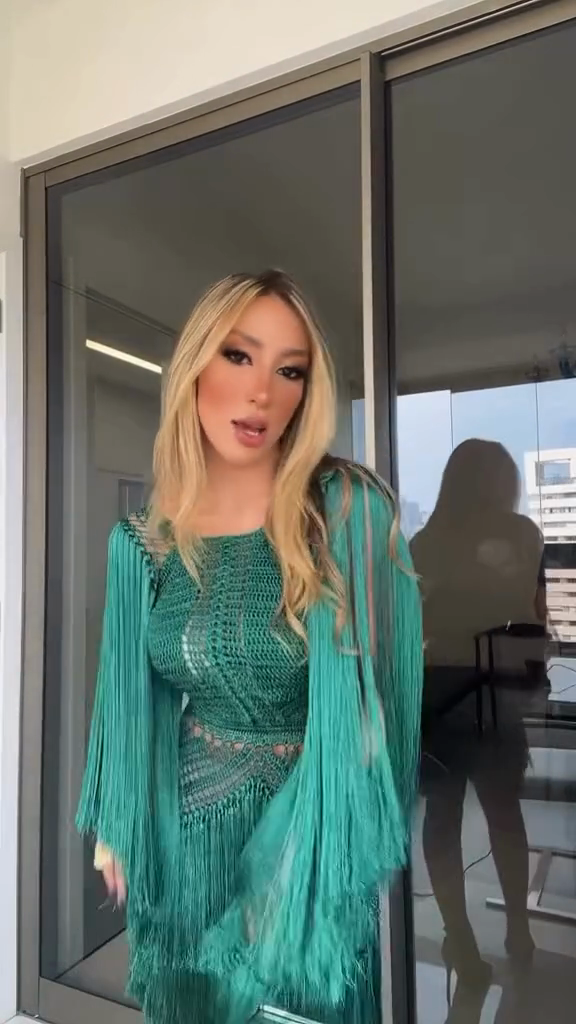 Teal Fringe - Embellished Knit Dress