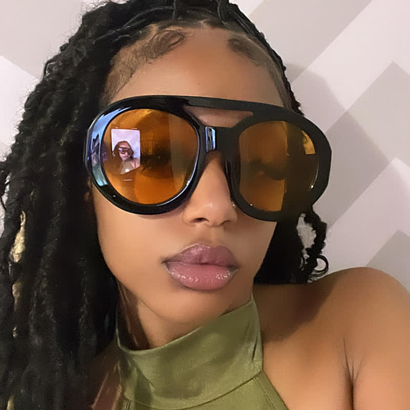 Spykay™ SG60741 Round Frame Double Bridges Oversized Aviator Sunglasses