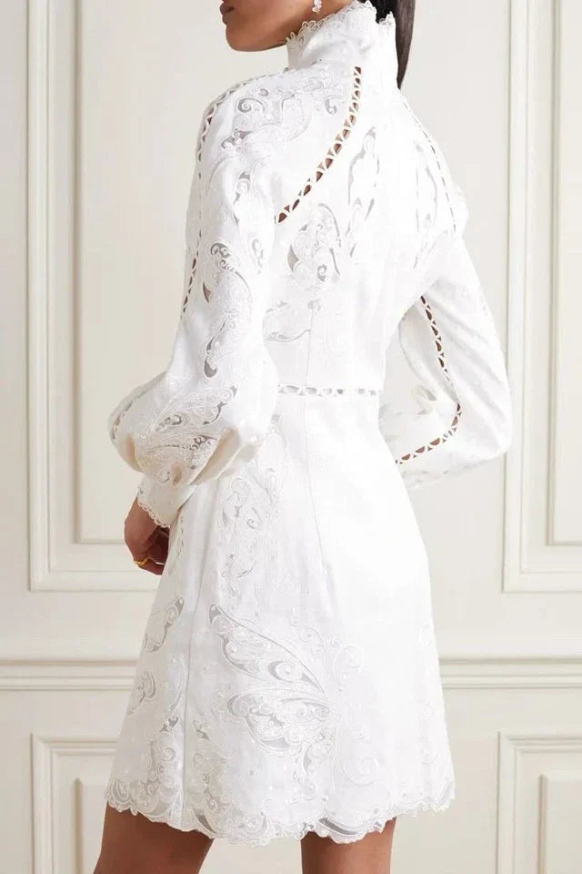 White Embroidered Shirt - style Mini Dress