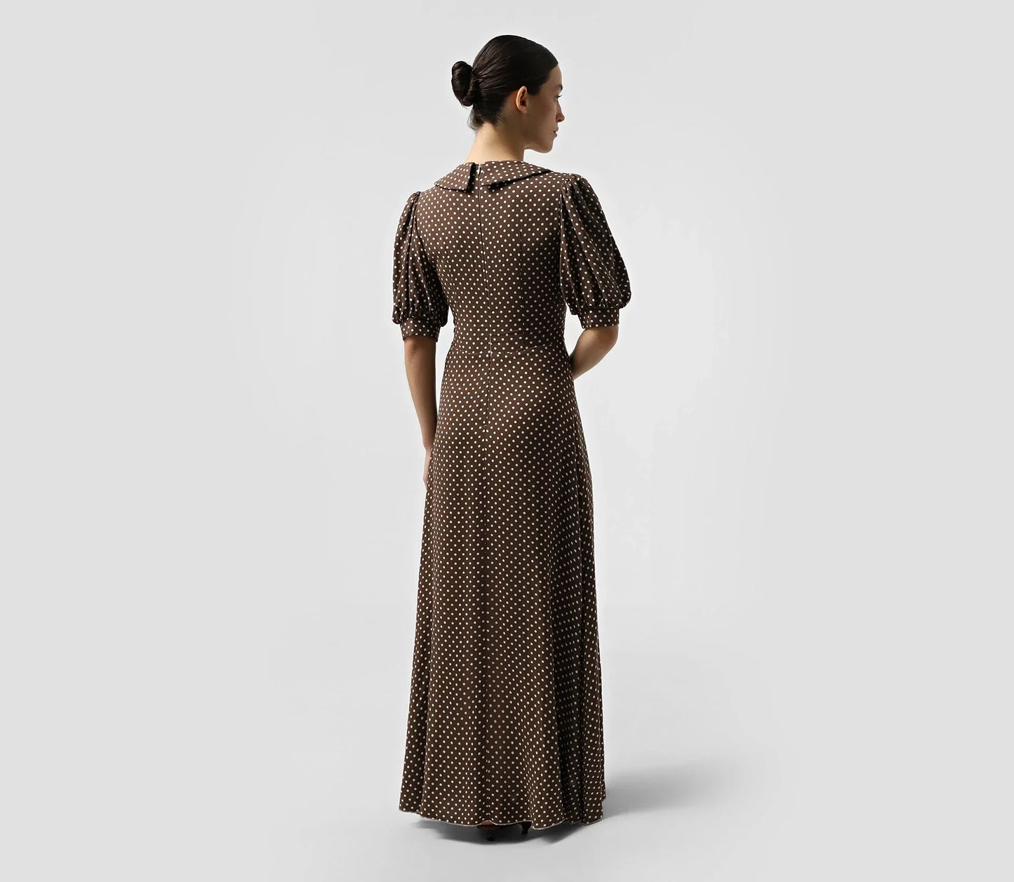 Polka Dot Puff - Sleeve Maxi Dress