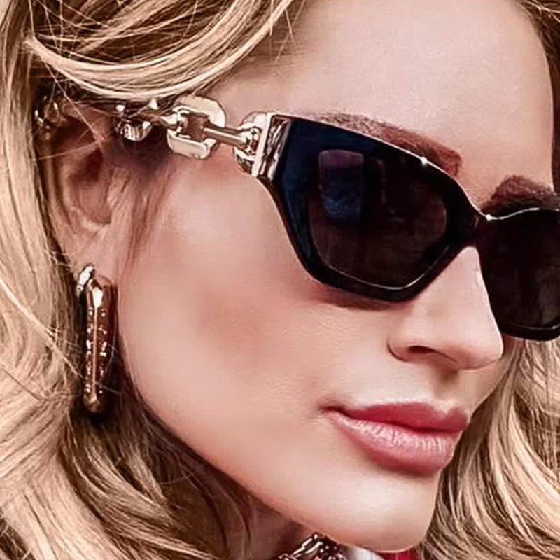 Spykay™ SG60953 Retro Cat-Eye Chain Temples Trendy Sunglasses