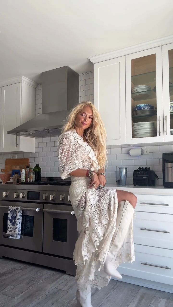 White Crochet Maxi Dress with Sheer Details