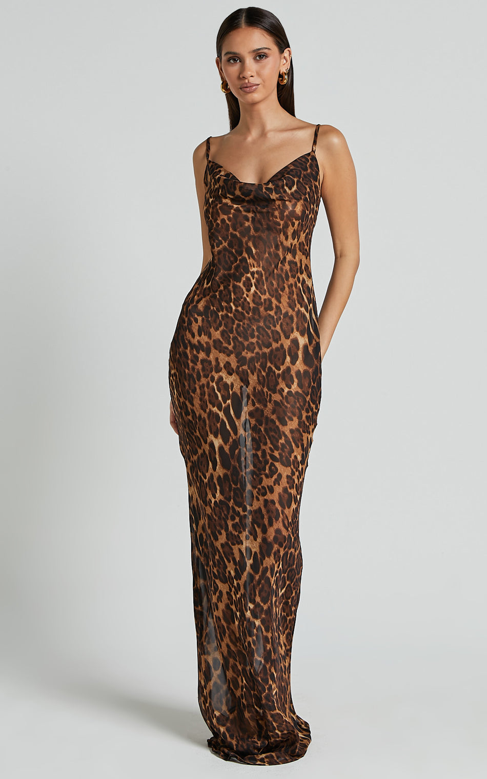 Leopard - Print Maxi Slip Dress