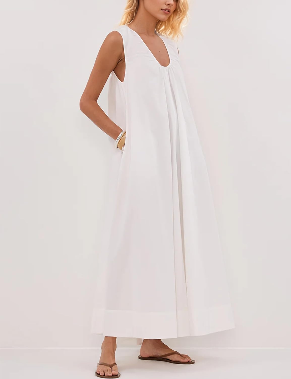 Sleeveless V - Neck Maxi Dress
