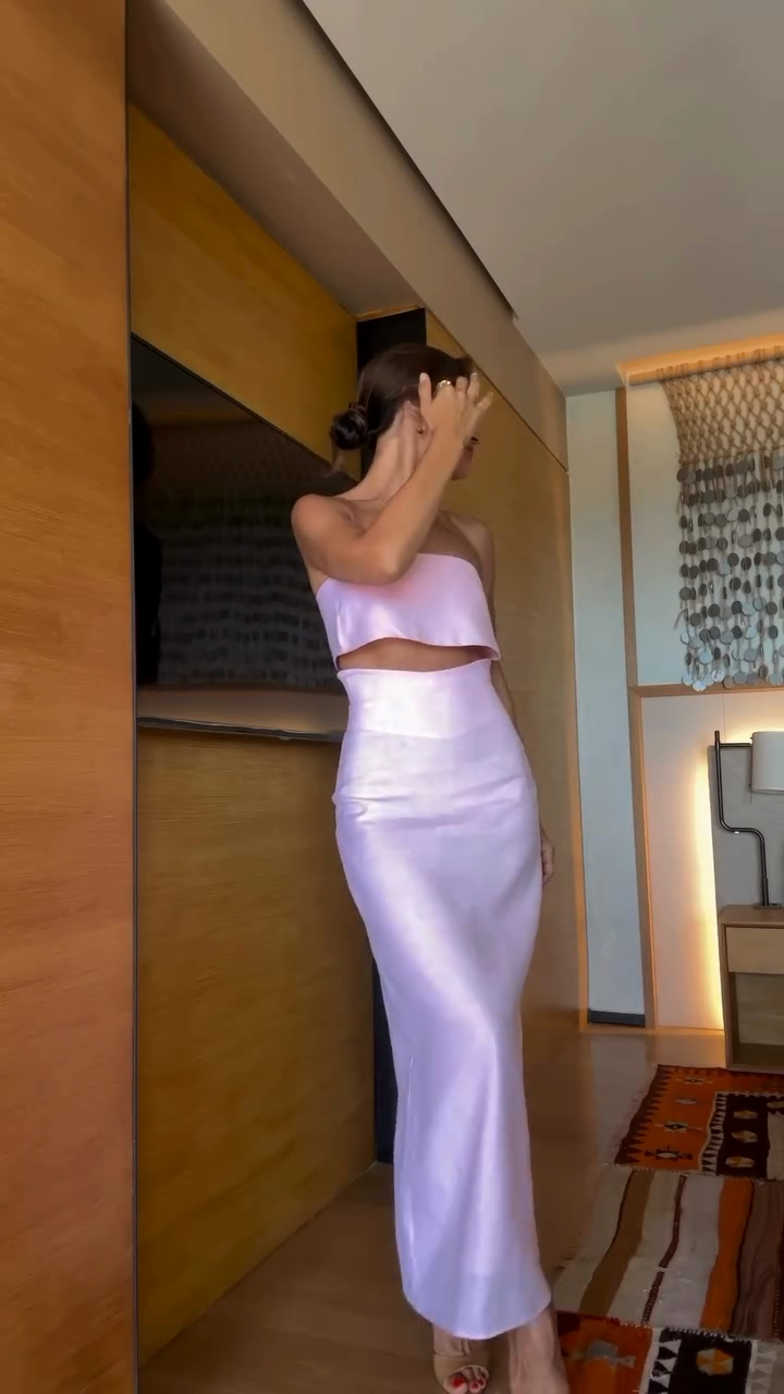 Lavender Strapless Cut - out Two - piece Set