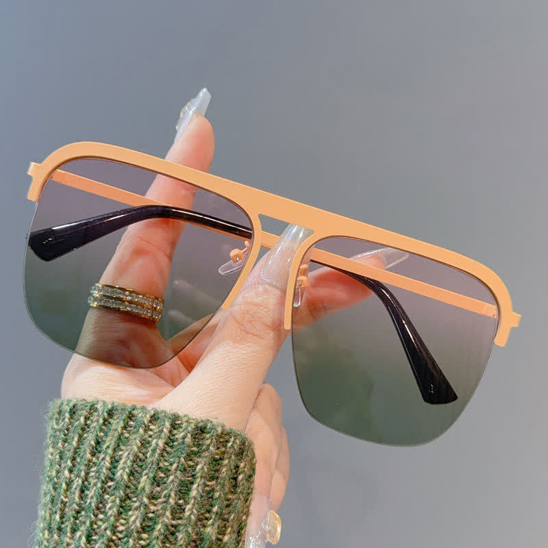 Spykay™ SG60864 Square Frame Semi-Rimless Oversized Sunglasses