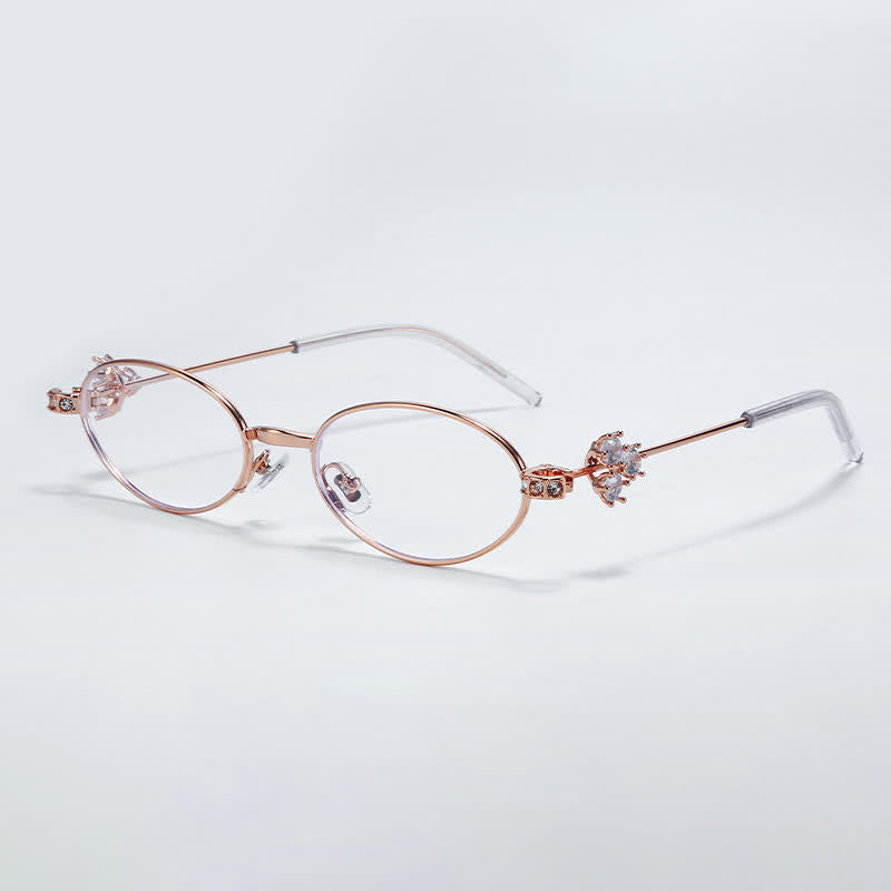 Spykay™ EG26693 Retro Oval Frame Rhinestone Temples Anti-blue Light Glasses