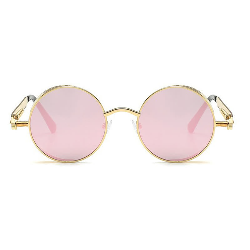Spykay™ SG60945 Retro Punk Round Frame Spring Temples Sunglasses