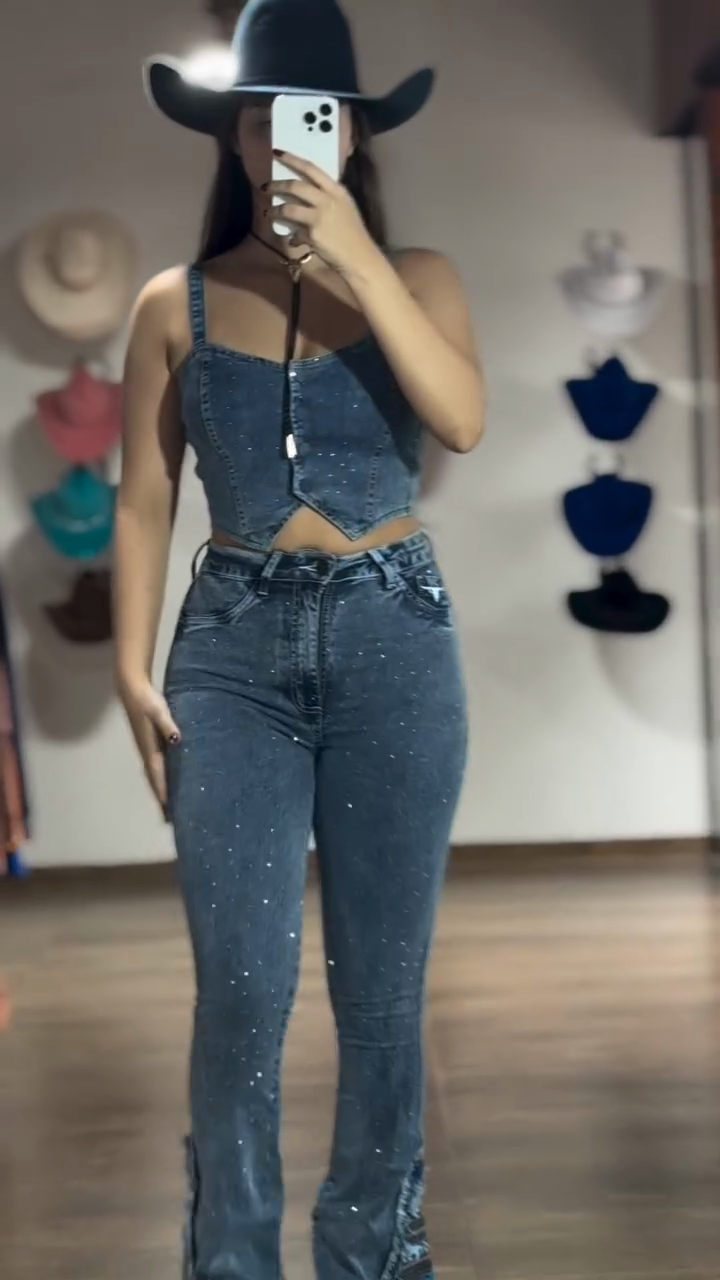 Rhinestone - Embellished Denim Cowboy Set