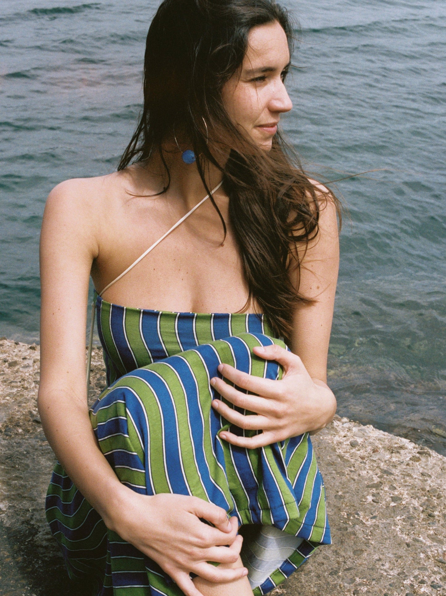 Striped Strapless Maxi Dress