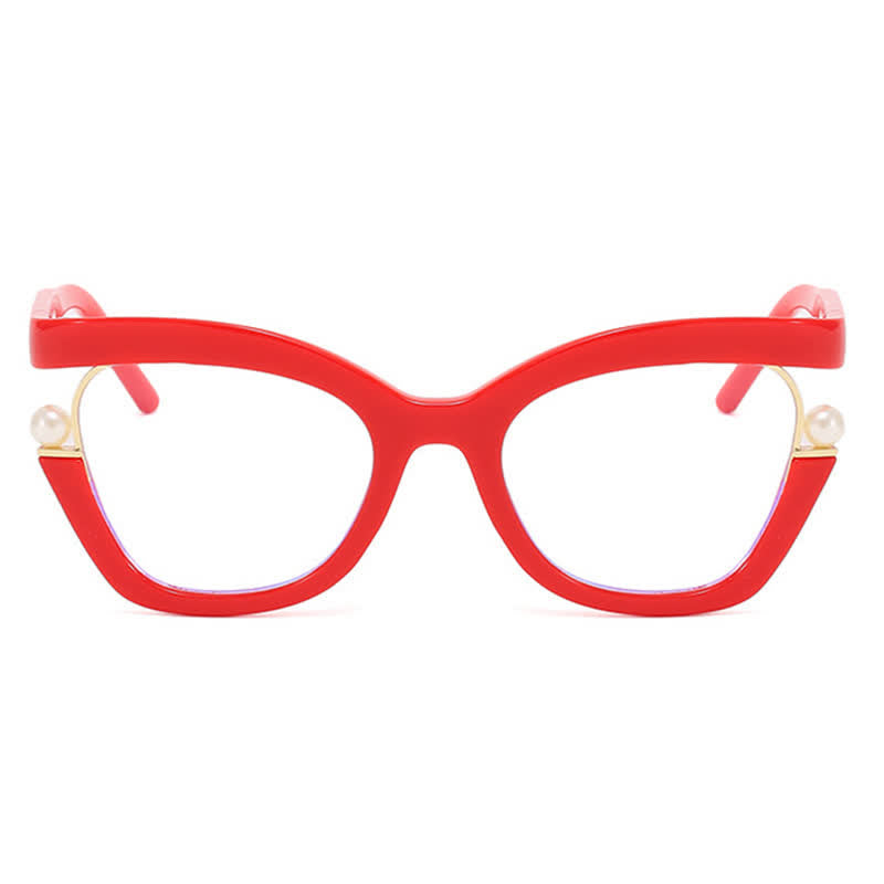 Spykay™ EG26758 Anti-blue Light Pearl Decor Irregular Oversized Eyeglasses